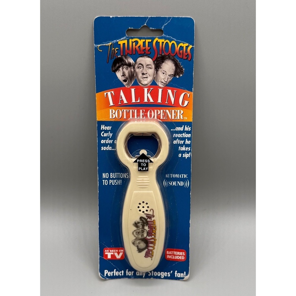 The Three Stooges Talking Bottle Opener 2002 Pacific Direct Vintage Novelty NIB‎
